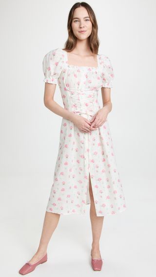 Sleeper + Marquise Linen Dress in Roses