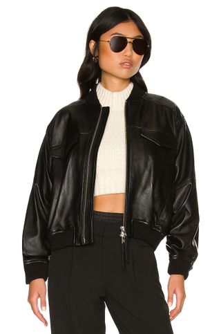 L'Academie + The Jo Leather Jacket in Black
