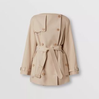 Burberry + Cotton Gabardine Cropped Trench Coat