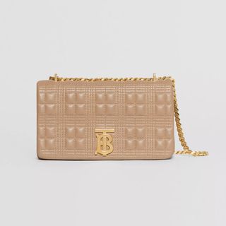 Burberry + Small Quilted Lambskin Lola Bag in Camel With Light Gold