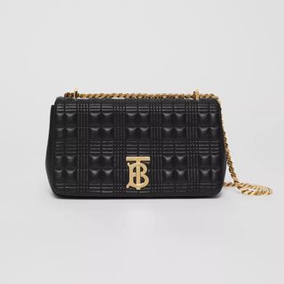 Burberry + Small Quilted Lambskin Lola Bag in Black With Light Gold