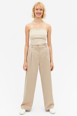 Monki + Taupe Wide Leg Trousers