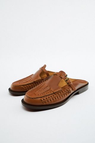 Zara + Leather Slide Loafers