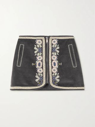 Isabel Marant + Blanca Embroidered Velvet Mini Skirt