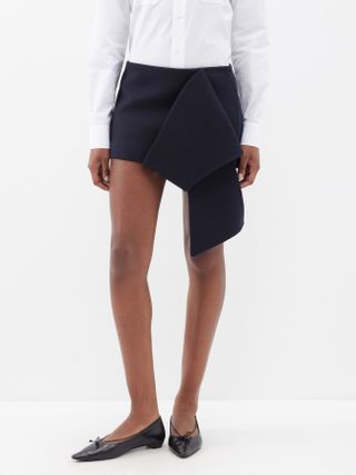 Prada + Folded Panel Wool-Blend Mini Skirt