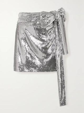 Bernadette + Bernard Asymmetric Sequined Taffeta Mini Skirt