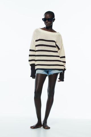 Zara + Oversized Stripe Knit Sweater