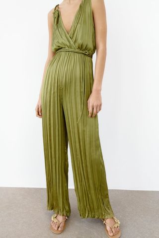 Zara + Long Pleated Jumpsuit