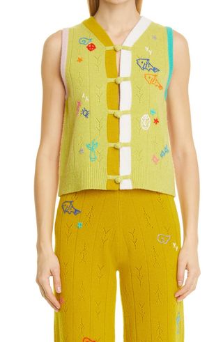 YanYan + Curious Embroidered Lambswool Vest