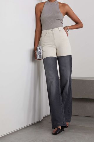 Peter Do + Two-Tone Organic High-Rise Straight-Leg Jeans