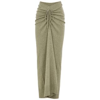 Christopher Esber + Green Ruched Wool and Cashmere-Blend Skirt