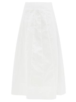 Staud + Wells High-Rise Cotton-Blend Poplin Skirt