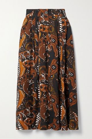 Mara Hoffman + Tulay Pleated Printed Tencel Lyocell Midi Skirt