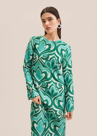 Mango + Printed Cut-Out Detail Dress