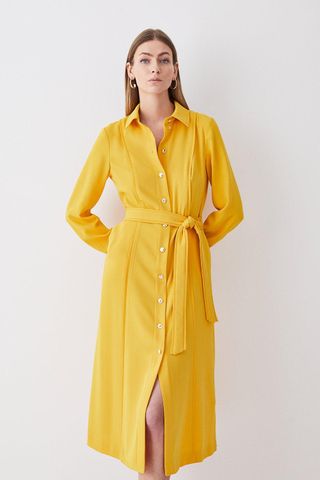 Karen Millen + Soft Tailored Pipe Detail Shirt Dress