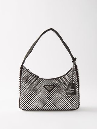 Prada + Re-Edition Crystal-Embellished Satin Shoulder Bag