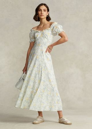 Ralph Lauren + Floral Off-the-Shoulder Cotton Maxidress