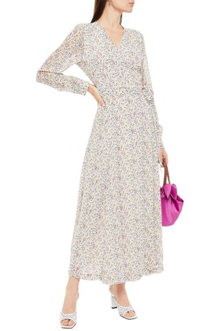 Ganni + Floral-Print Georgette Maxi Wrap Dress