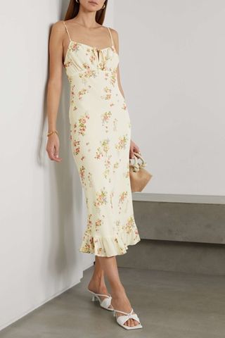 Reformation + Maleah Ruffled Floral-Print Georgette Midi Dress