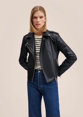 Mango + Faux-Leather Biker Jacket