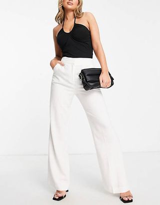 ASOS Design + Hourglass Linen Wide Leg Relaxed Flare Pants in White