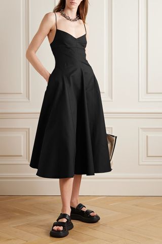 La Ligne + Shirred Cotton-Blend Midi Dress
