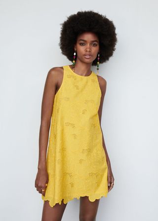 Mango + Cotton Dress With Openwork Detail