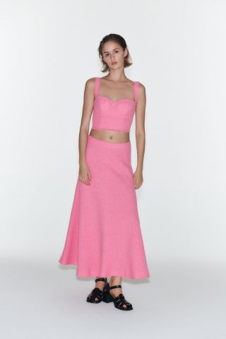 Zara + Long Textured Skirt