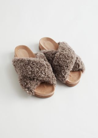 & Other Stories + Criss Cross Shearling Slippers