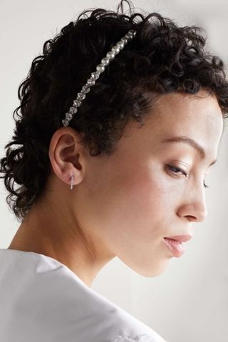 Simone Rocha + Faux Pearl-Embellished Silver-Tone Crystal Hair Slide
