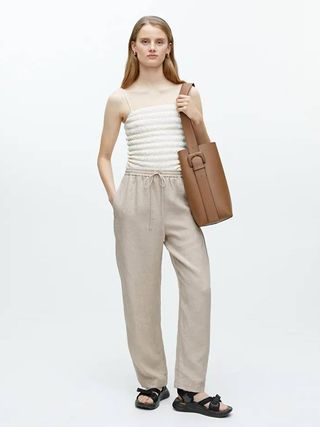 Arket + Linen Barrel Leg Trousers