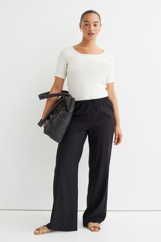 H&M + Wide Satin Trousers