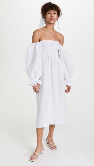 Sleeper + Atlanta Linen Dress in White