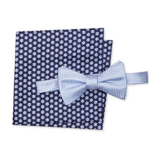 Tommy Hilfiger + Newport Herringbone Pre-Tied Bow Tie & Floral Neat Pocket Square Set