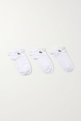 Lacoste + Set of Three Embroidered Cotton-Blend Socks