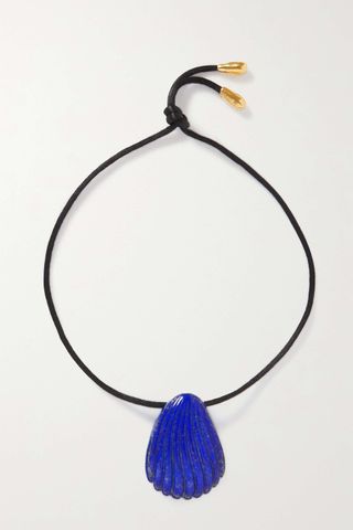 Sophie Buhai + Small Coquille Pendant Gold Vermeil, Lapis Lazuli and Silk Necklace