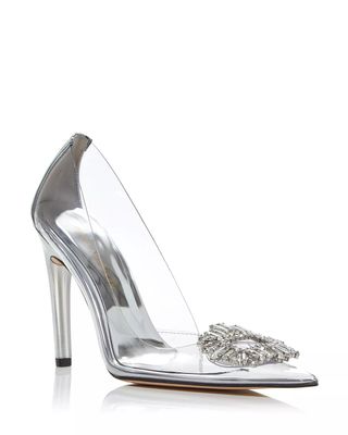Good American + Cindy Jeweled Pointed Toe Pumps
