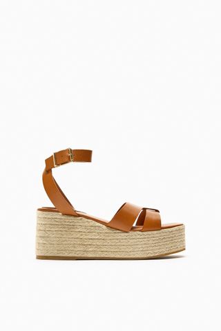 Zara + Leather Wedge Sandals