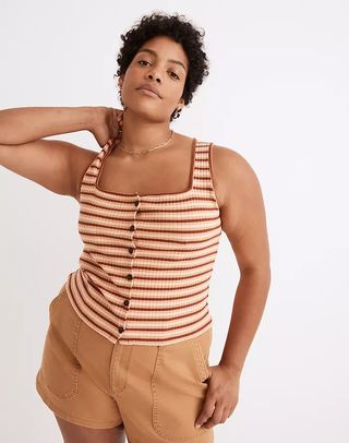Madewell + (Re)sourced Ribbed Button-Front Crop Tank