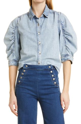 Frame + Puff Sleeve Denim Shirt