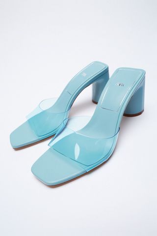 Zara + Wide Heeled Vinyl Sandals