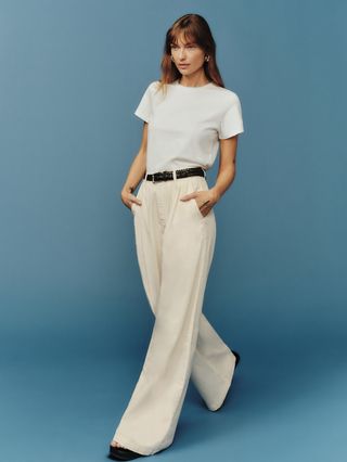 The Reformation + Lowe Super Wide Leg Pleated Pants