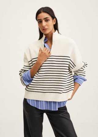 Mango + Striped Knit Sweater