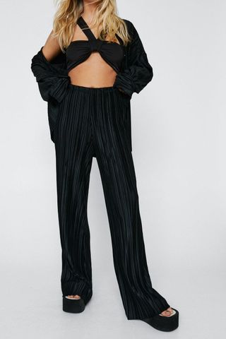 Nasty Gal + High Waisted Plisse Trousers