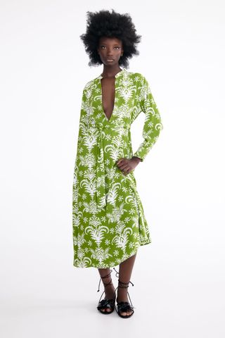 Zara + Belted Printed Dress