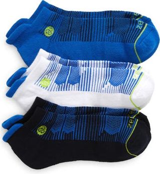 Zella + 3-Pack Motion Pattern Cotton Blend Ankle Socks