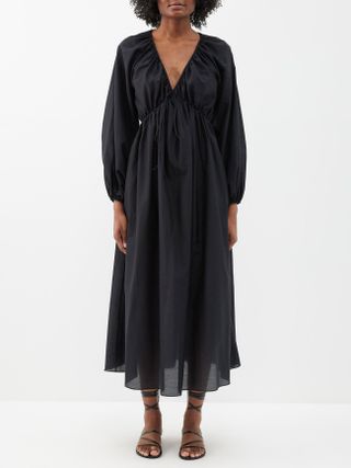 Matteau + V-Neck Organic Cotton-Blend Dress