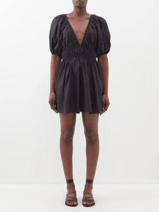 Matteau + Plunge-Neck Organic-Cotton Mini Dress