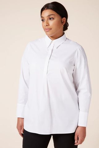 The Hour + White Cotton-Poplin Shirt