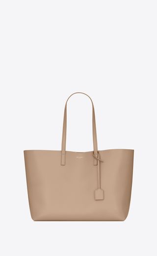 Saint Laurent + Logo-Print Leather Tote Bag
